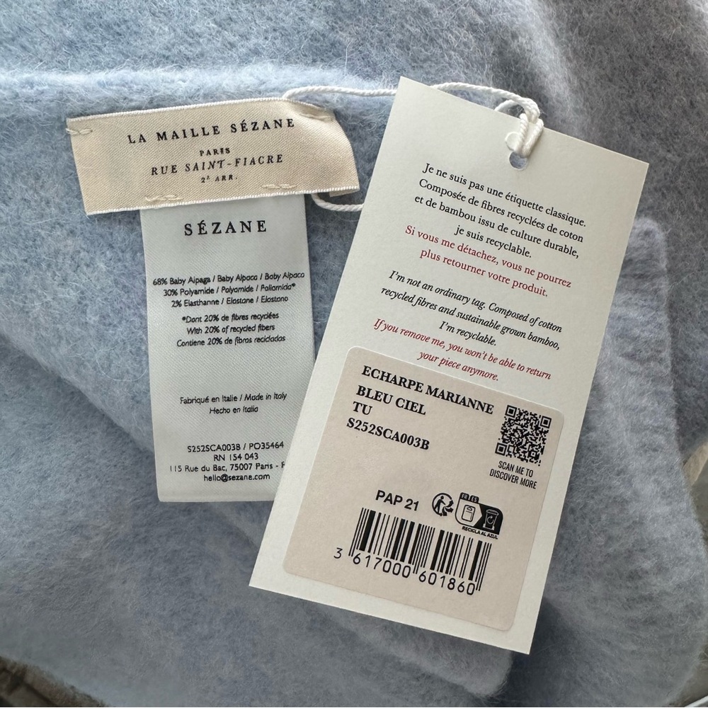 Sezane Marianne Scarf in Sky Blue - Picture 5 of 7